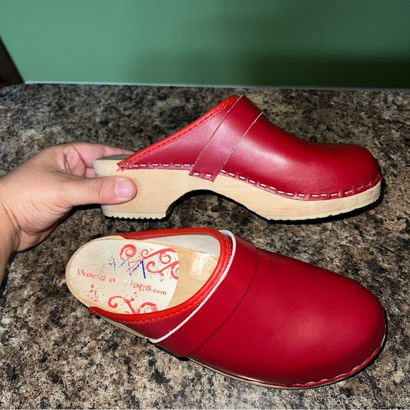 Red Leather Mules by Sanita - Picture 2 of 11
